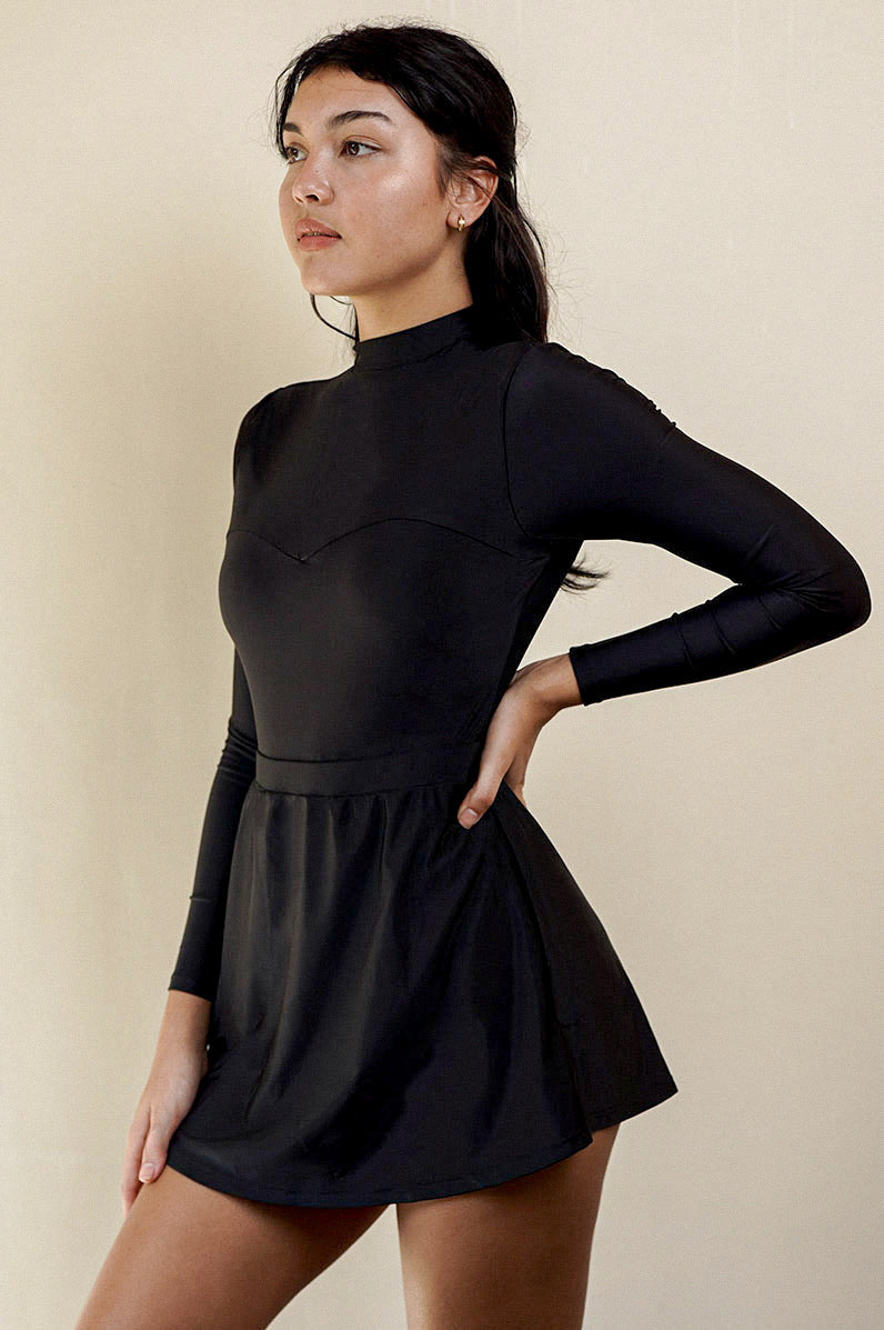 black long sleeve skater dress Aliyah Skater Dress (Black)