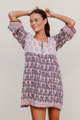 Almost Always Batik Dress (Red/Navy)
