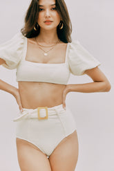 Vera High Waist Belt Bottom (Ivory)