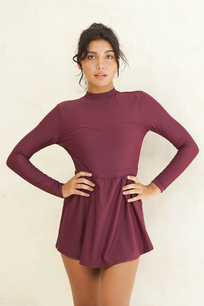 Aliyah Skater Dress (Burgundy)