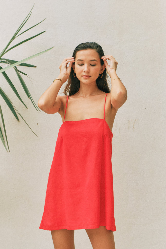 Isla Mini Dress (Crimson)